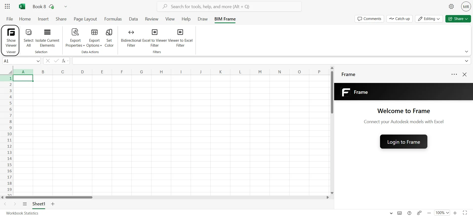 Open Frame's Taskpane